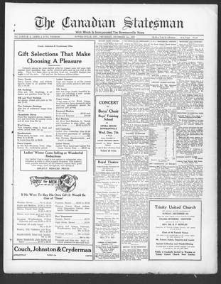 Canadian Statesman (Bowmanville, ON), 1 Dec 1927