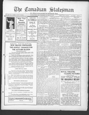 Canadian Statesman (Bowmanville, ON), 3 Oct 1929