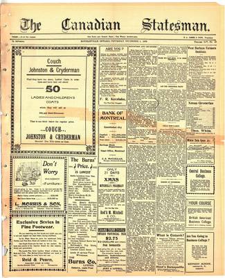 Canadian Statesman (Bowmanville, ON), 3 Dec 1908