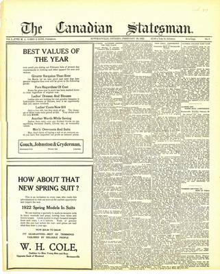 Canadian Statesman (Bowmanville, ON), 23 Feb 1922