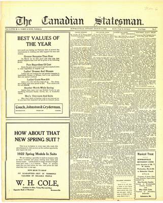 Canadian Statesman (Bowmanville, ON), 2 Mar 1922