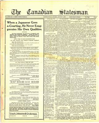 Canadian Statesman (Bowmanville, ON), 3 Aug 1922