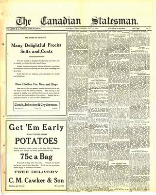 Canadian Statesman (Bowmanville, ON), 12 Oct 1922