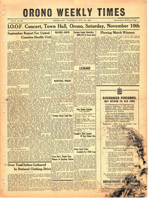 Orono Weekly Times, 1 Nov 1945