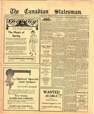 Canadian Statesman (Bowmanville, ON), 26 Apr 1923