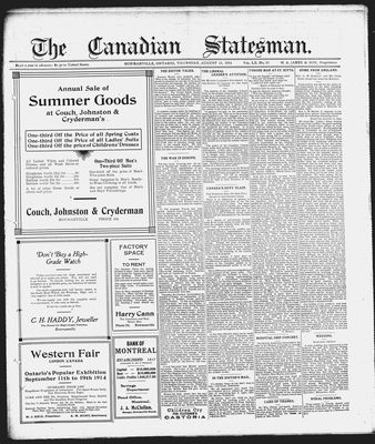 Canadian Statesman (Bowmanville, ON), 13 Aug 1914