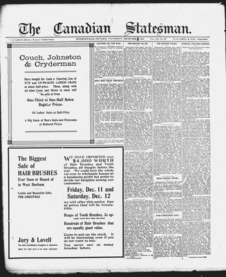 Canadian Statesman (Bowmanville, ON), 3 Dec 1914