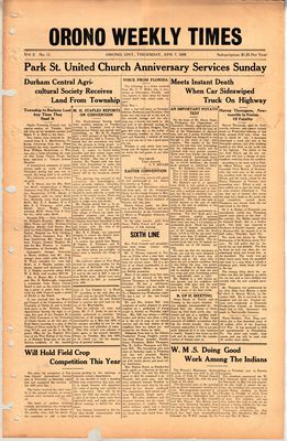 Orono Weekly Times, 7 Apr 1938