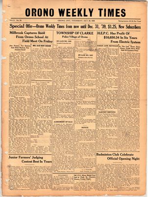 Orono Weekly Times, 20 Oct 1938