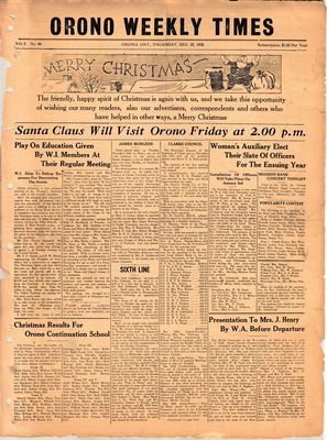 Orono Weekly Times, 22 Dec 1938