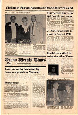 Orono Weekly Times, 15 Nov 1989