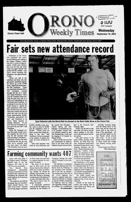 Orono Weekly Times, 10 Sep 2003