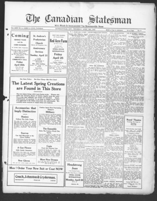 Canadian Statesman (Bowmanville, ON), 18 Apr 1929