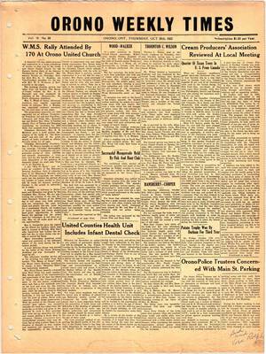 Orono Weekly Times, 30 Oct 1952