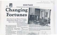 Article regarding Mount Fortune, Mackechnie House