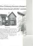 Article regarding the first time five Cobourg houses are nominated for historical designation.