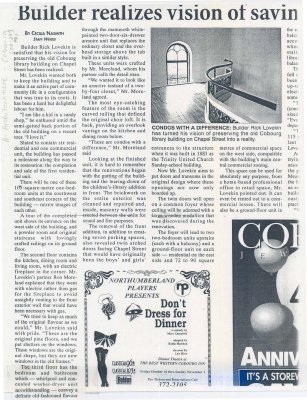 Article regarding the preserving and renovation of the old Cobourg library building on Chapel Street.