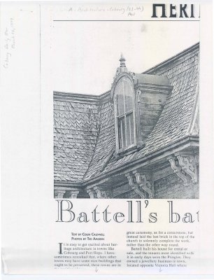 Article regarding the Battell House at 144 King St. West.