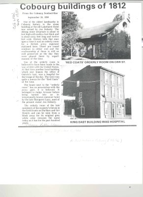 Article regarding Cobourg buildings of 1812