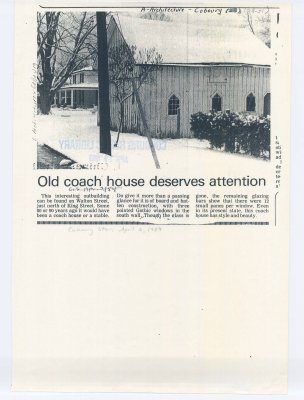 Article regarding old coach house on Walton Street