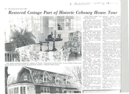 Article regarding the gardener's cottage