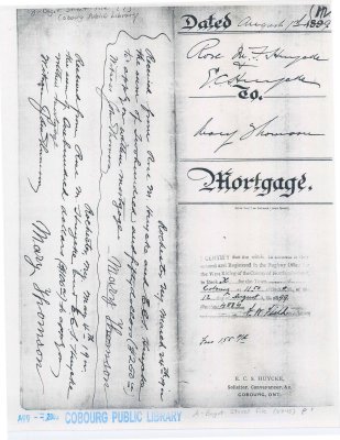 Mortgage dated August 1, 1899 from Rose M.F.Huycke and E.C.Huycke to Mary Thomson.