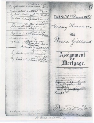 Assignment of Mortgage papers; between Mary Thomson to Thomas Gillbard.