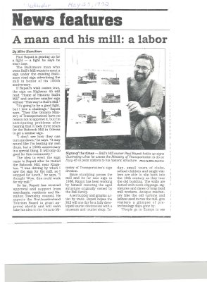 Article regarding the restoration of Ball's Mill by Paul Rapati.