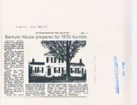 Article on Barnum House Museum's preparation for 1970 tourist season.