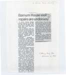 Article on the beginning of the restoration of Barnum House in 1983.