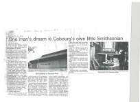 Article entitled “One man's dream is Cobourg's own little Smithsonian"