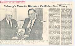 Article entitled “Cobourg's favorite historian publishes new history" regarding his book 'Early Cobourg'.