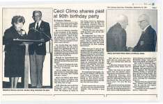 Article entitled “Cecil Climo shares past at 90th birthday party"