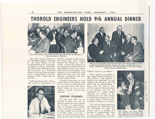 Article entitled “Thorold engineers hold 9th annual dinner&quot;