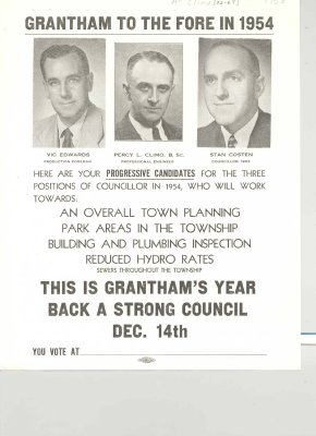 Election promotion regarding the 1953 municipal election for Grantham Township