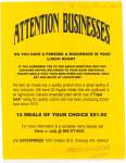 Flyer advertising J. V. Enterprises at 1347 Ontario St. N.
