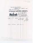 Copy of a receipt from Geo. Greer's Livery for Mr. D. Fleming