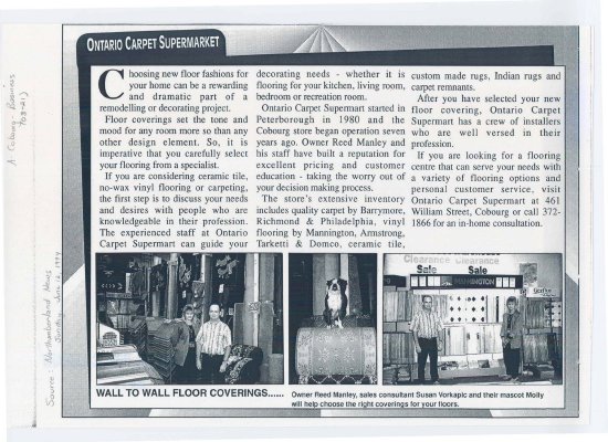 Short article regarding Ontario Carpet Supermarket