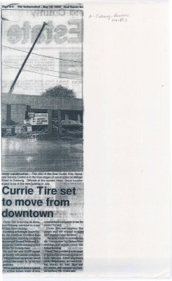 Article regarding Currie Tire, Goodyear Service Centre moving to William Street in Cobourg.