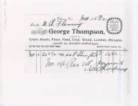 Copy of receipt from George Thompson to D.A Fleming