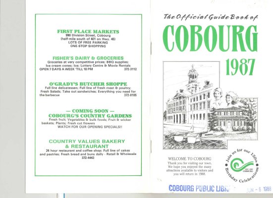 “Official guide book of Cobourg 1987&quot;