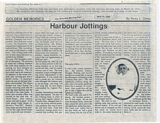 Article entitled “Harbour Jottings"