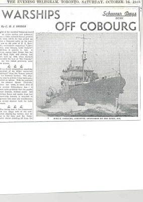 Article entitled “Warships off Cobourg"