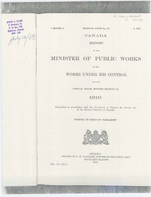 Canada Report of the Minister of Public Works, fiscal year ended March 31, 1910