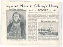 Article entitled “Important Notes in Cobourg's History."