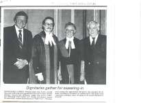 Article about the swearing in of John David Daniel Evans as provincial court judge.