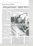 Article about the Northumberland Publishers Ltd's contribution of old printing materials to the Printer's museum at Black Creek Pioneer Village