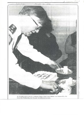 Article with photographs entitled, “Thirty years ago Gene emptied metres&quot; continuation on page 6 entitled, “Gene Butler remembers: when two emergencies made a busy week.&quot;