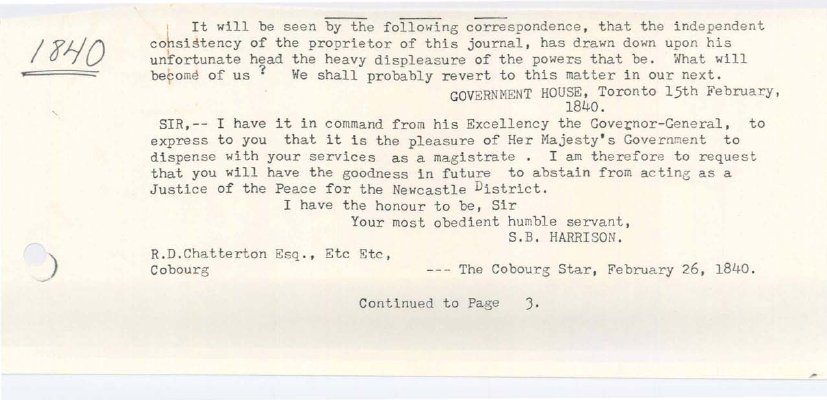 Correspondence from S.B. Harrison