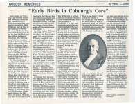 Article entitled, "Early birds in Cobourg's Core"